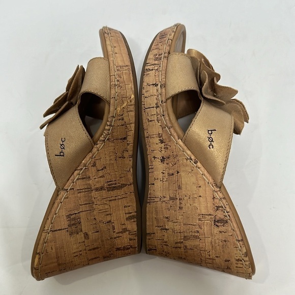 BOC Tan Floral Cork Wedge Upper Leather Comfort Sandals Women’s Comfort Shoes 7M - Picture 14 of 15